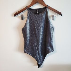 Victoria's Secret SPORT bodysuit metallic high neck sheer back size small